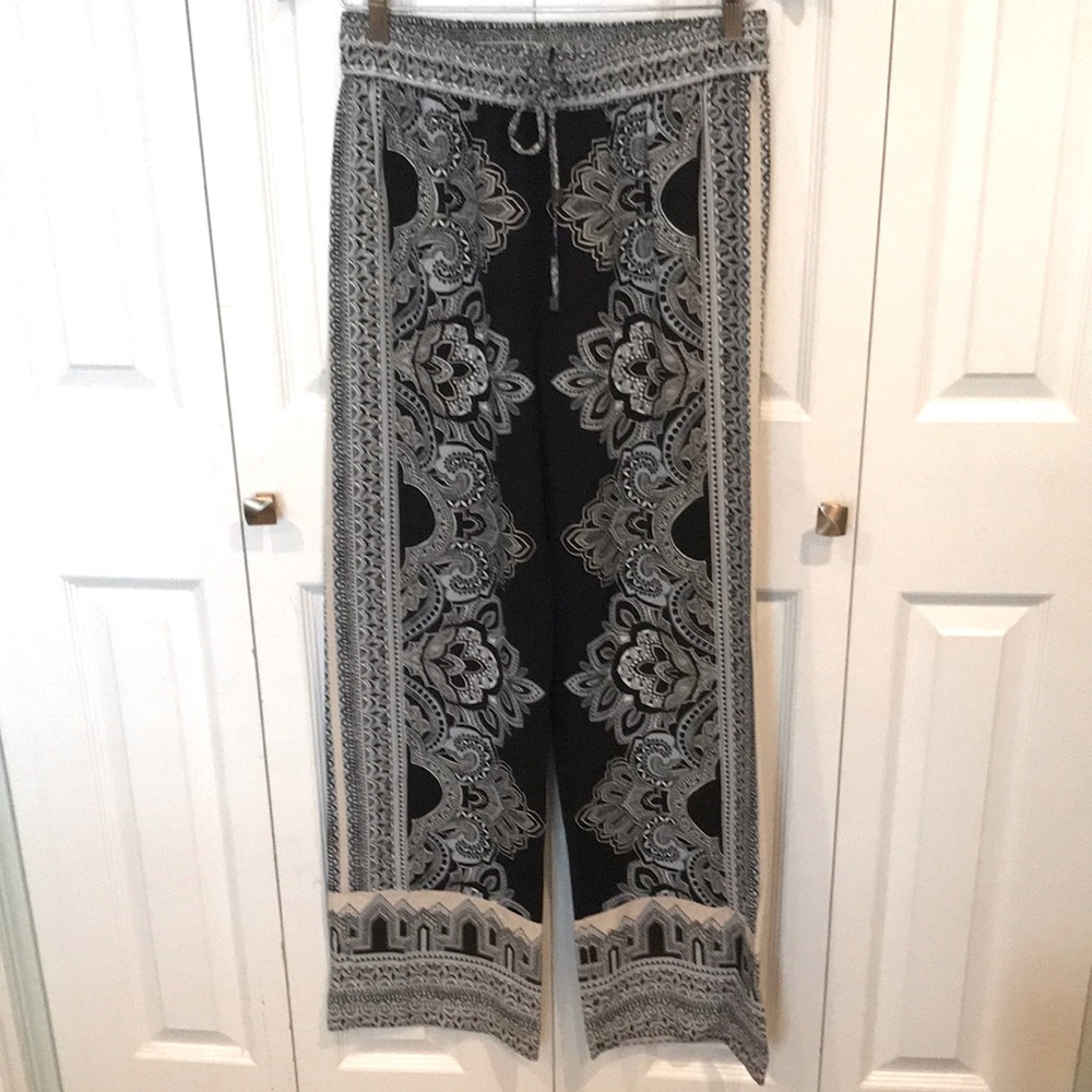 Cynthia Rowley Wide Leg Boho Silky Pants